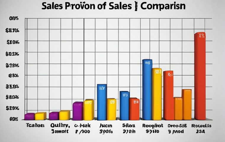 Bar graph showing sales comparison of different products.